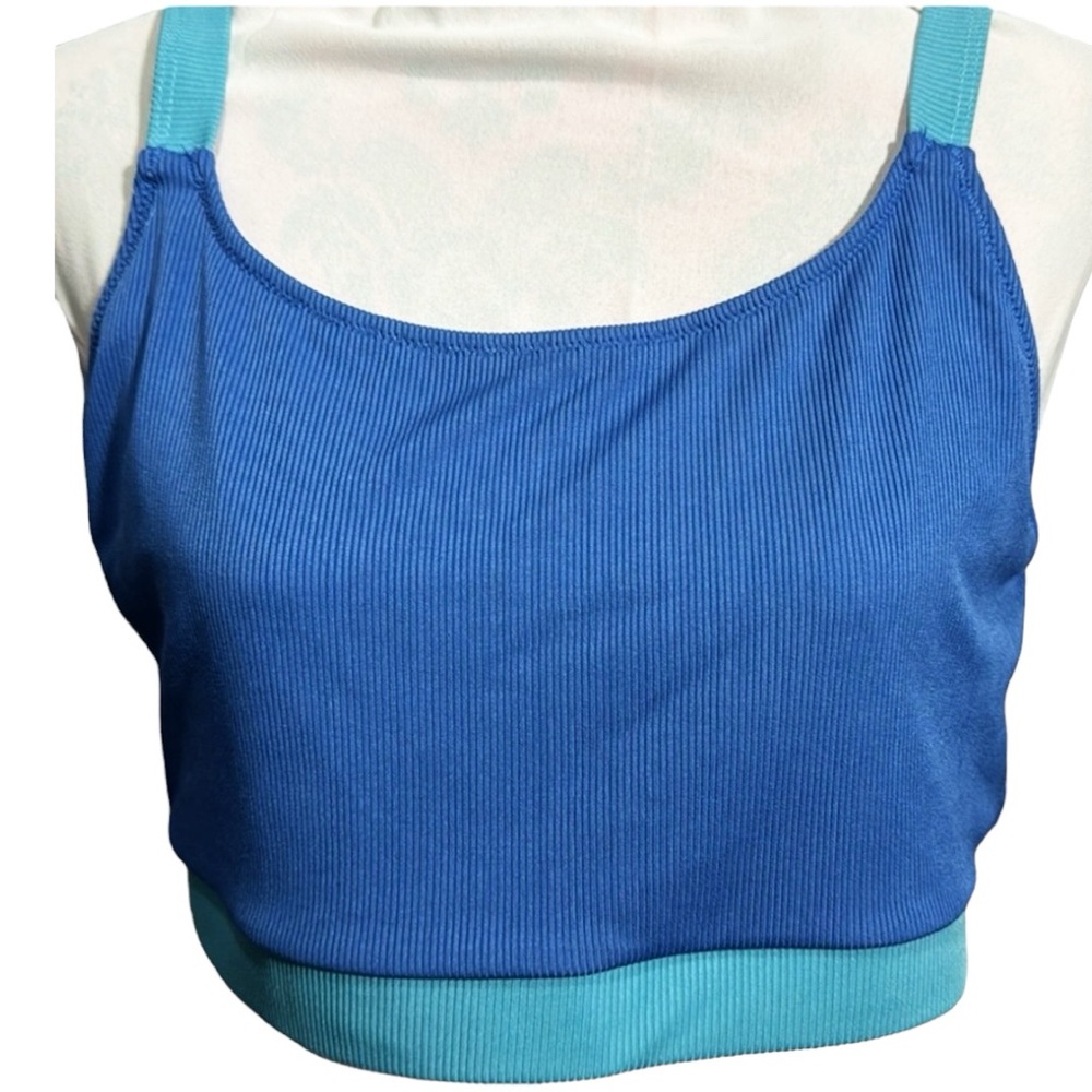 Blue Two-Toned Ribbed Bikini Top or Crop Top - (1-AA-0004)
